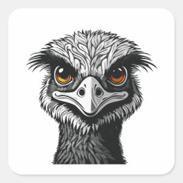 Emu fågel huvud fyrkantigt klistermärke