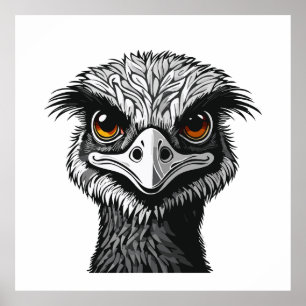 Emu fågel huvud poster