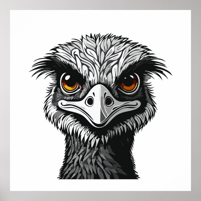 Emu fågel huvud poster (Framsidan)