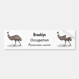 Emu fågel tecknad illustration bildekal