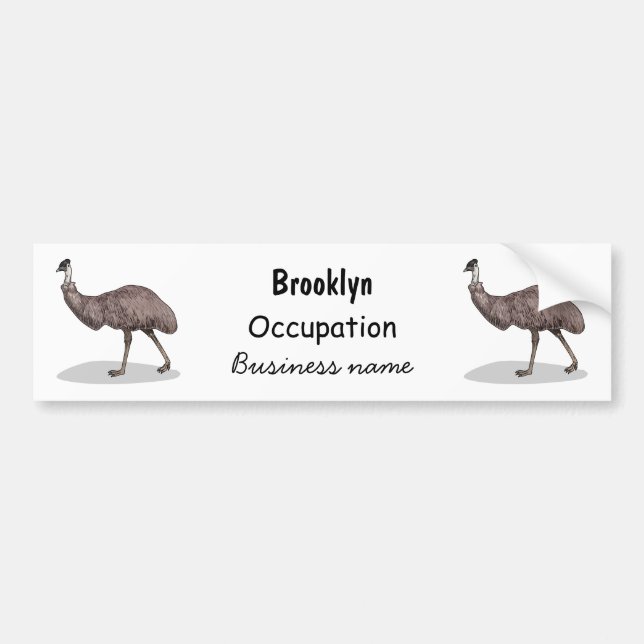 Emu fågel tecknad illustration bildekal (Framsidan)