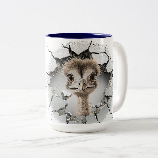 emu in a cracked wall Två-Tonad mugg (Framsida höger)