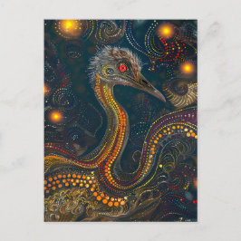 Emu in Aborigine Dot Art Stil Vykort