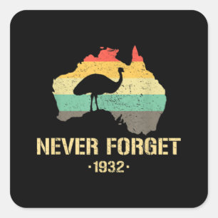 Emu Krig 1932 Lunya Australiens historia Fyrkantigt Klistermärke