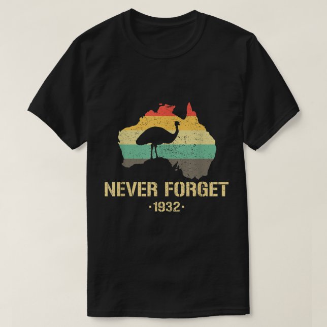 Emu Krig 1932 Lunya Australiens historia T Shirt (Design framsida)