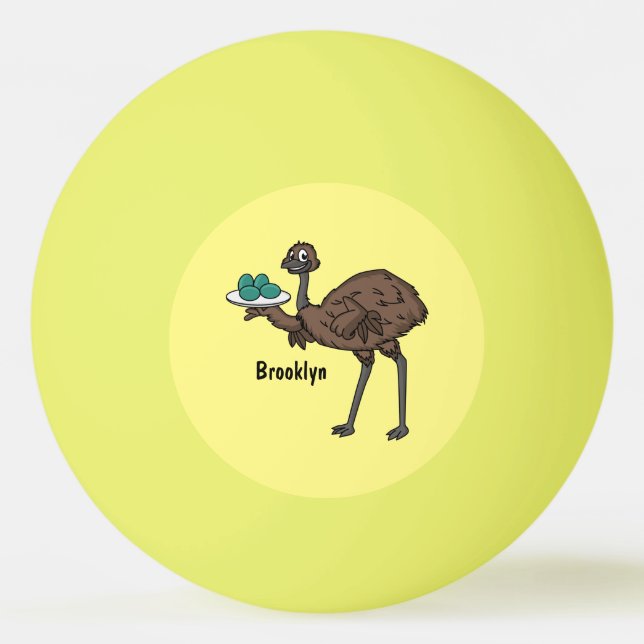 Emu med ägg serieillustration pingisboll (Framsidan)