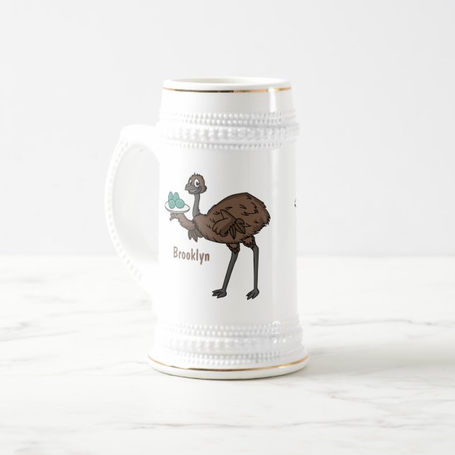 Emu med ägg tecknad illustration sejdel (Framsida vänster)