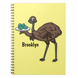 Emu med äggens tecknad illustration anteckningsbok