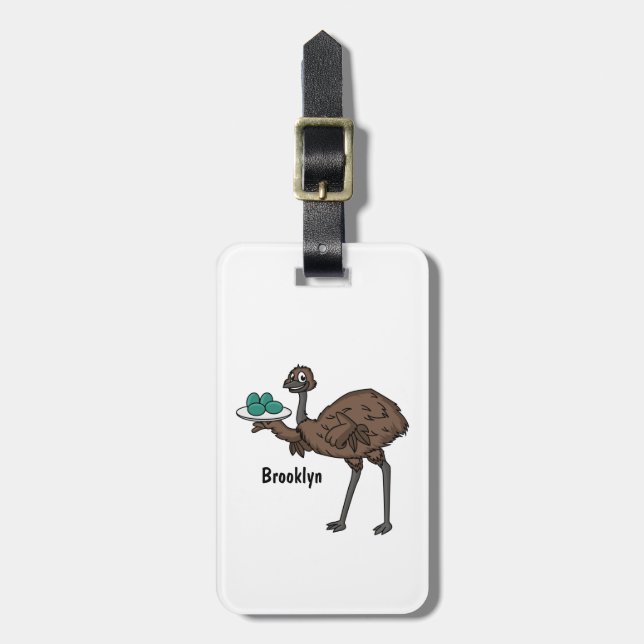 Emu med äggens tecknad illustration bagagebricka (Vertikal Framsida)