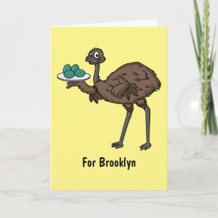 Emu med äggens tecknad illustration kort