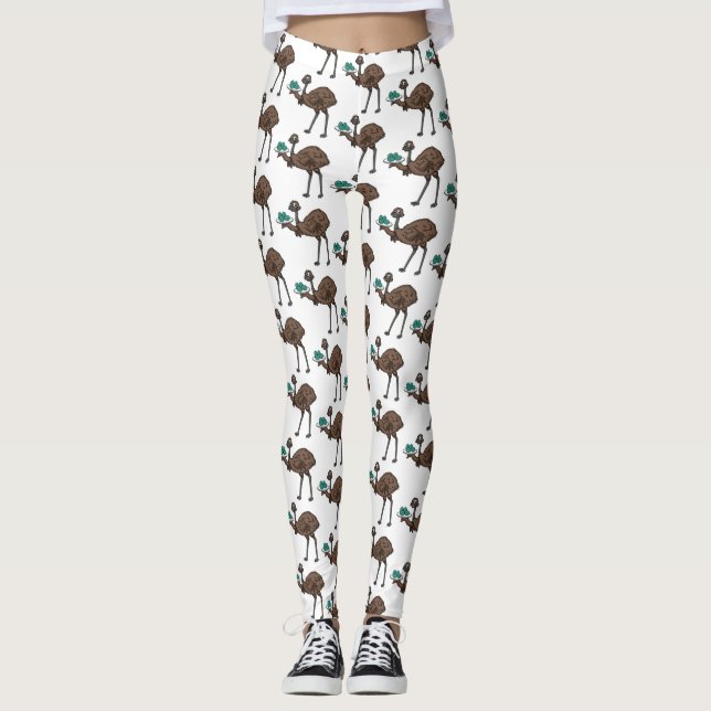 Emu med äggens tecknad illustration leggings (Framsida)