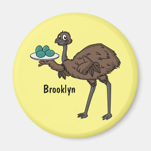 Emu med äggens tecknad illustration magnet