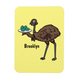Emu med äggens tecknad illustration magnet