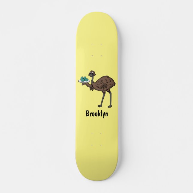 Emu med äggens tecknad illustration mini skateboard bräda 18,5 cm (Framsida)