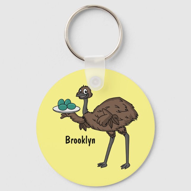Emu med äggens tecknad illustration nyckelring (Framsida)