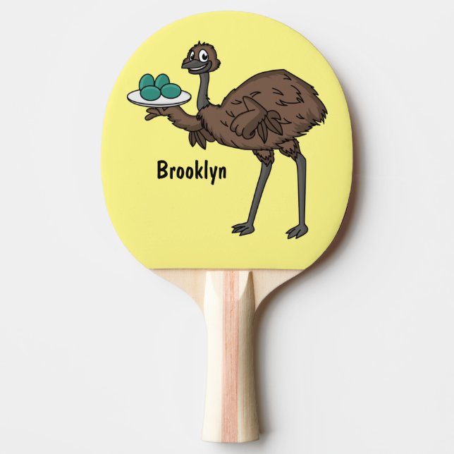 Emu med äggens tecknad illustration pingisracket (Framsidan)
