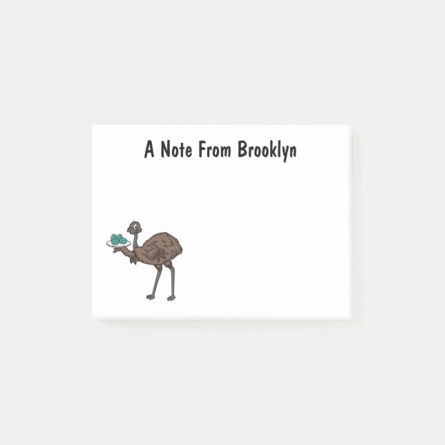 Emu med äggens tecknad illustration post-it block (Framsida)