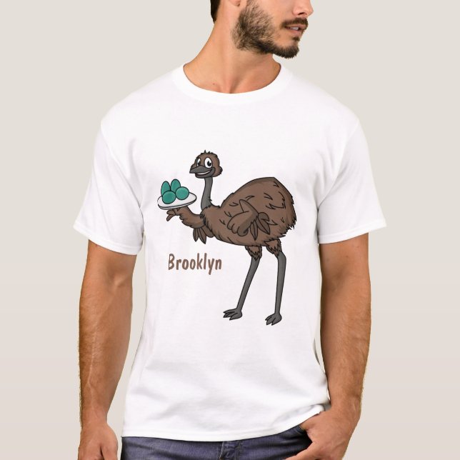 Emu med äggens tecknad illustration t shirt (Framsida)