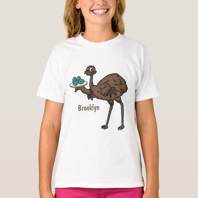 Emu med äggens tecknad illustration t shirt (Framsida)