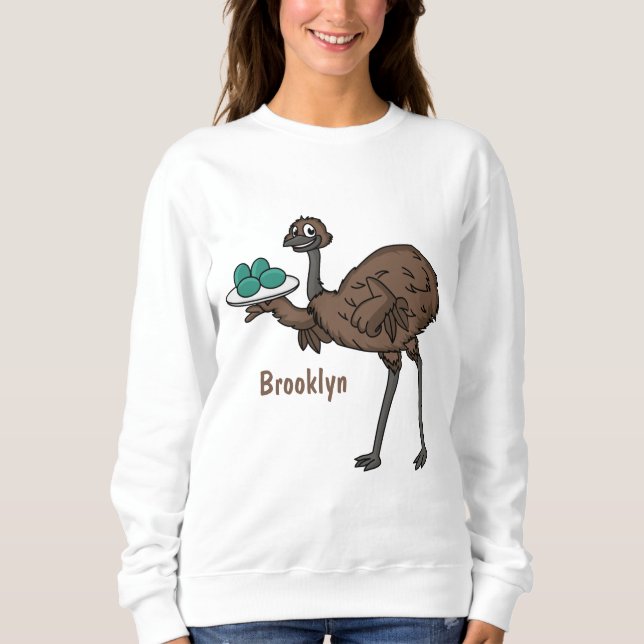 Emu med äggens tecknad illustration t shirt (Framsida)