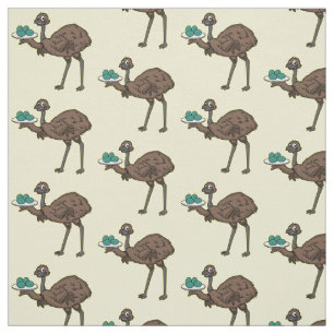 Emu med äggens tecknad illustration tyg