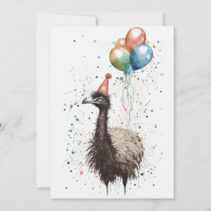 Emu med Party Hat och Blegeringar - kort för flata