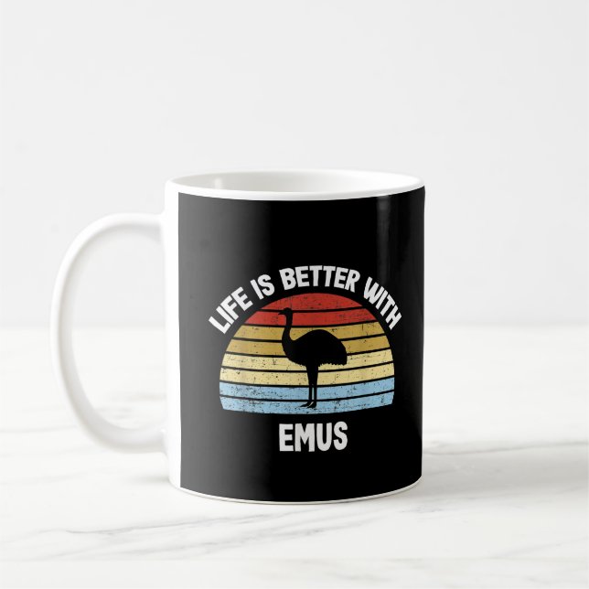 Emu med tysk text Das Leben ist besser  Kaffemugg (Vänster)