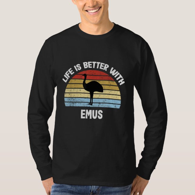 Emu med tysk text Das Leben ist besser T Shirt (Framsida)