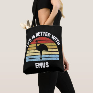 Emu med tysk text Das Leben ist besser Tygkasse