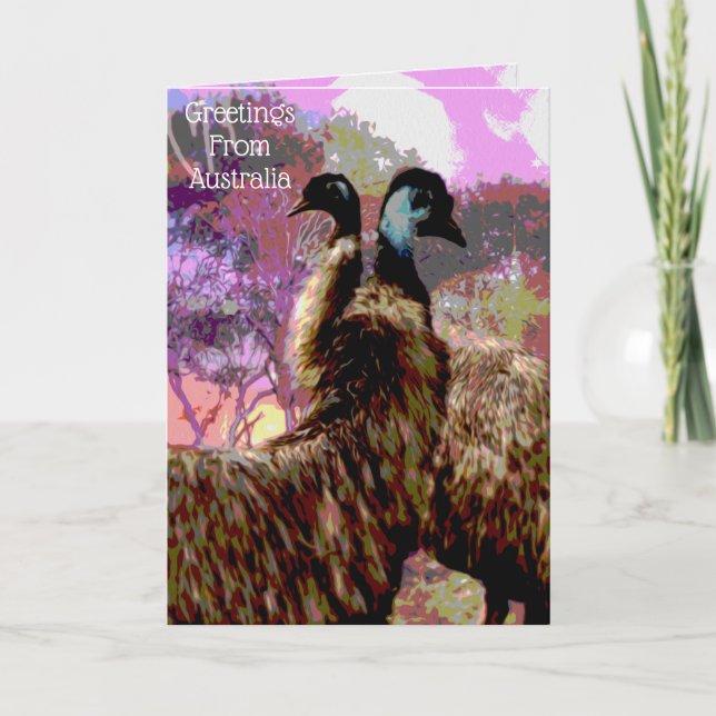 Emu Oil Painting Birthday Card Kort (Framsida)