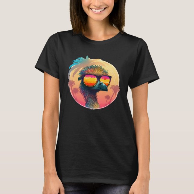 Emu on Tropical Vacation with Sunglasses Cool Ostr T Shirt (Framsida)