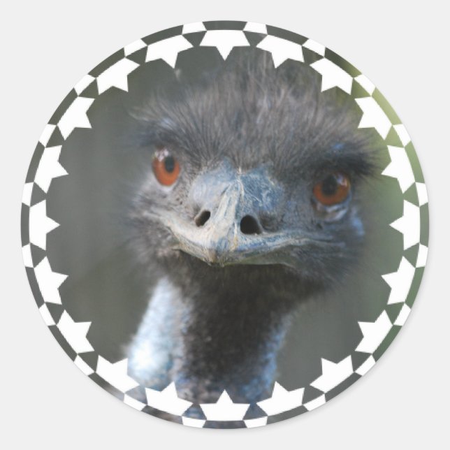 Emu Sticker Runt Klistermärke (Framsida)