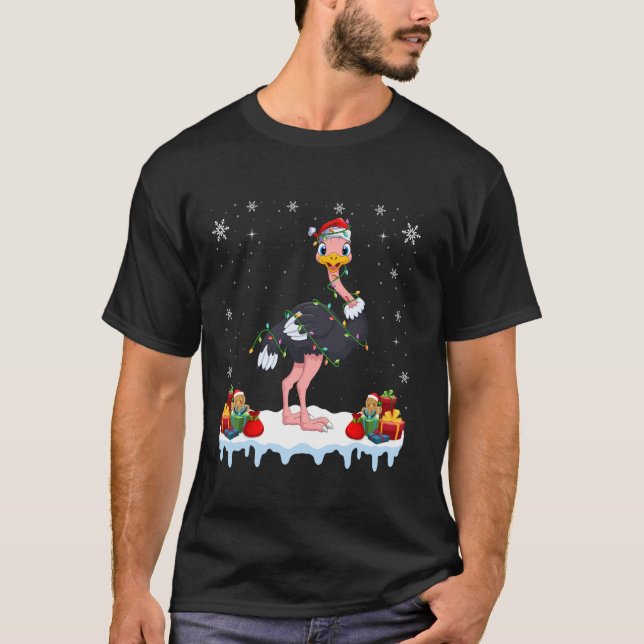Emu Wearing Santa Hat Julafton Light Emu Älskare C T Shirt (Framsida)