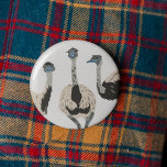 Emus Bird Älskare Illustrated Knapp<br><div class="desc">Visa upp kärlek för emus och andra färglösa fåglar med denna knappnål eller knapp. Det är en realistisk illustration av tre emus i stil.</div>
