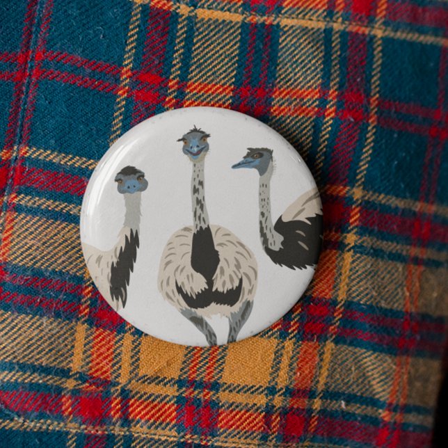 Emus Bird Älskare Illustrated Knapp (Skapare uppladdad)