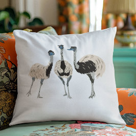 Emus Bird Älskare Illustrated Kudde