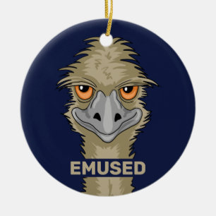 Emused Funny Emu Pun Julgransprydnad Keramik