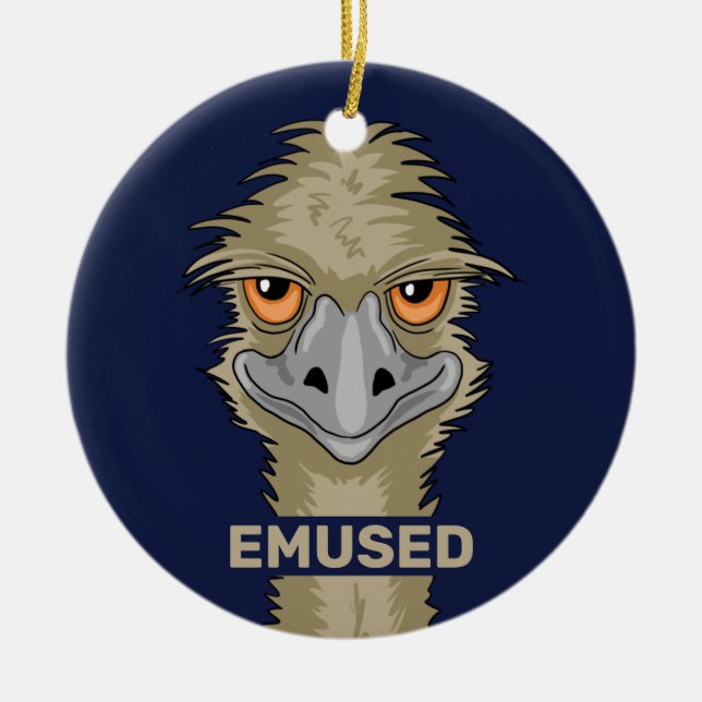Emused Funny Emu Pun Julgransprydnad Keramik (Framsidan)