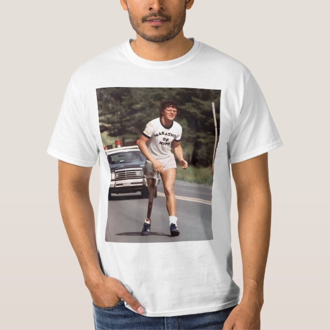 " En 21-årig kanadensare vid namn Terry Fox inledd T Shirt (Framsida)