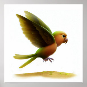 En 3D-återgiven bild av en Cute Bronze-vingad pape Poster
