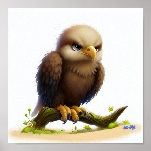 En 3D-återgiven vattenfärgsbild av Örn Poster (Framsidan)