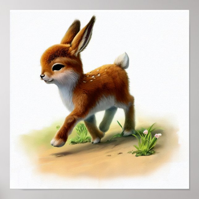 En 3D-återgiven vattenfärgsfärg för en antilop Poster (Framsidan)