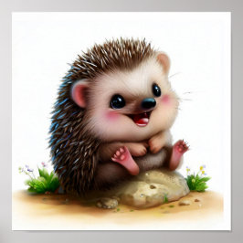 En 3D-återgiven vattenfärgsfärg för en Hedgehog Poster