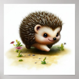 En 3D-återgiven vattenfärgsfärg för en Hedgehog Poster