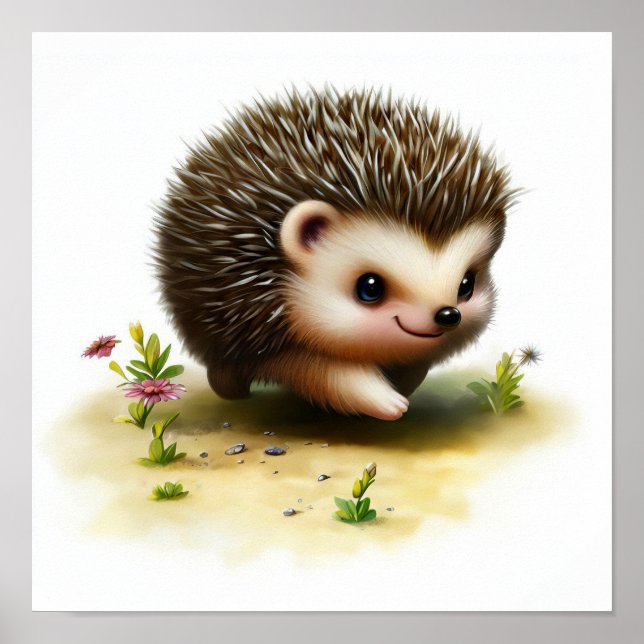 En 3D-återgiven vattenfärgsfärg för en Hedgehog Poster (Framsidan)