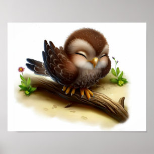 En 3D-återgiven vattenfärgsmålning av en ung hawk Poster