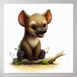 En 3D-vattenfärgsfärg för färgning av en Cute Hyen Poster