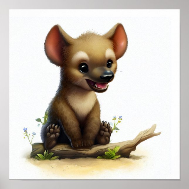 En 3D-vattenfärgsfärg för färgning av en Cute Hyen Poster (Framsidan)