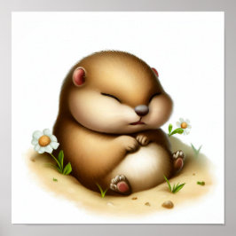 En 3D-vattenfärgsmålning av en Cute Young Gopher Poster