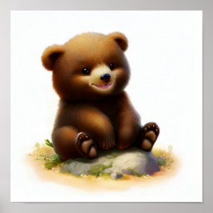 En 3D-vattenfärgsmålning av ett rutmönster Unge Poster